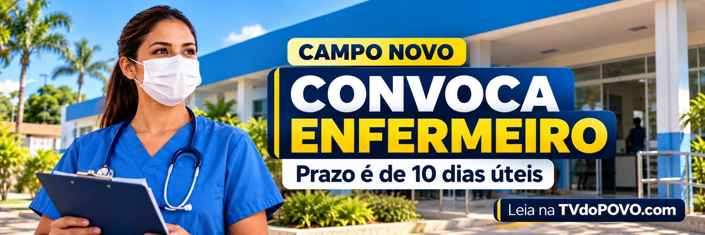 Convocação em Campo Novo para enfermeiro Faixa editorial sobre convocação em Campo Novo para enfermeiro e prazo de 10 dias úteis