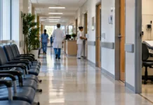 Justiça determina reclassificação e nova convocação em concurso de perito médico em Rondônia Corredor de atendimento médico em imagem ilustrativa sobre a correção das cotas raciais no concurso de perito médico federal em Rondônia.