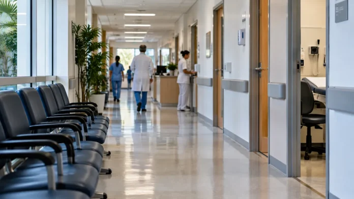Justiça determina ajustes no concurso de perito médico em Rondônia Corredor de atendimento médico em imagem ilustrativa sobre a correção das cotas raciais no concurso de perito médico federal em Rondônia.