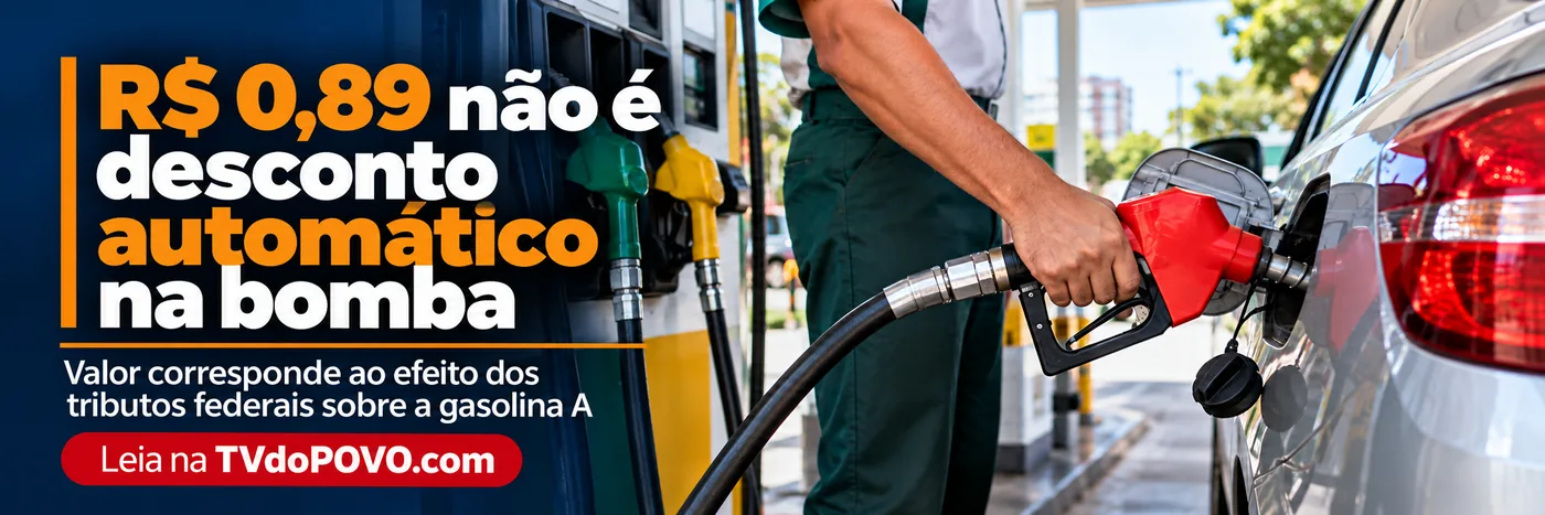 Faixa editorial explica que R$ 0,89 corresponde ao efeito tributário sobre a gasolina A