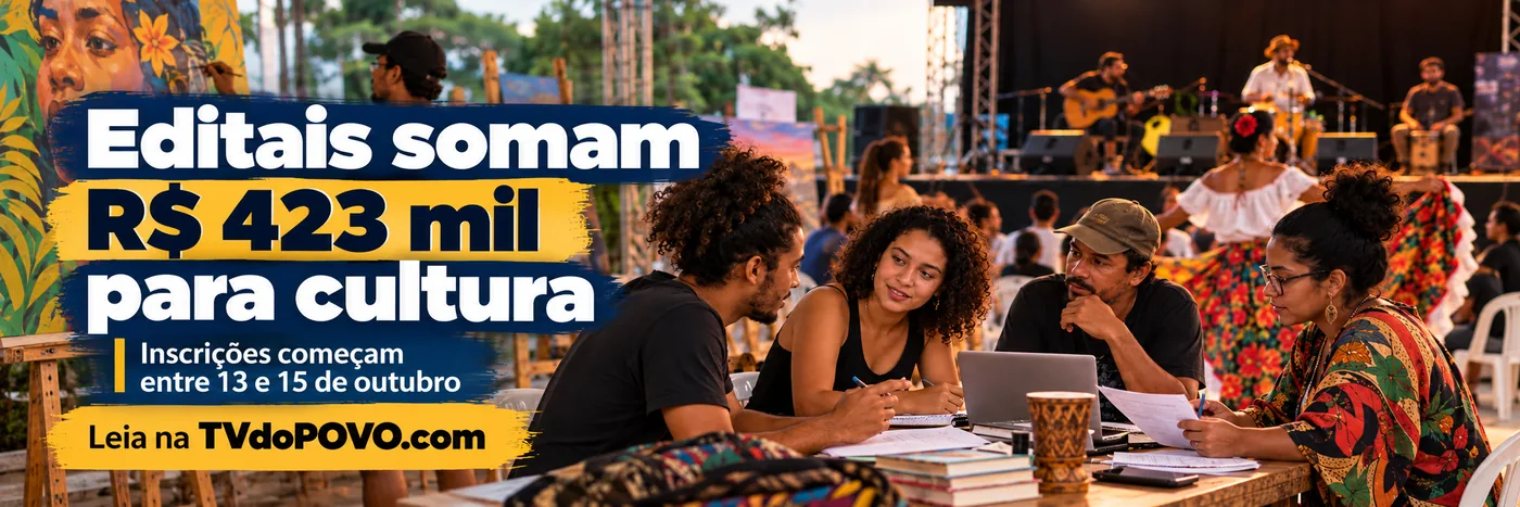 Faixa editorial sobre editais culturais com inscrições previstas entre 13 e 15 de outubro