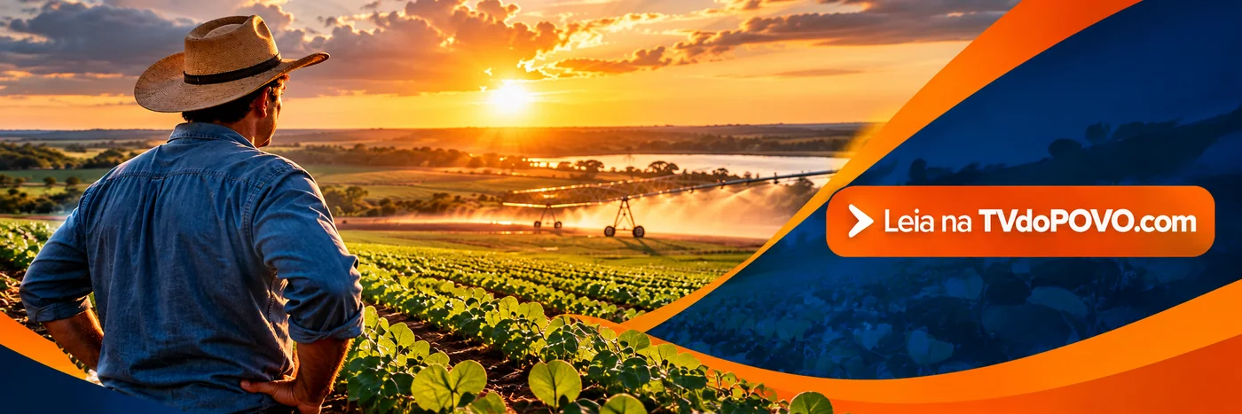 El Niño no agro em Rondônia Faixa editorial da TVdoPOVO sobre El Niño no agro com lavoura, irrigação e chamada para leitura