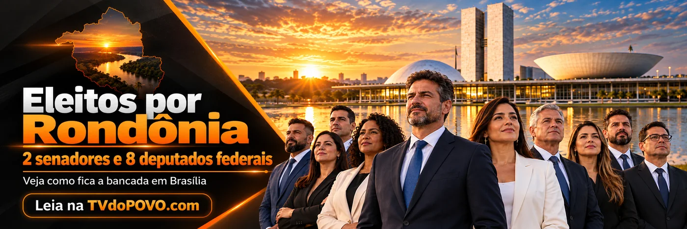 Faixa editorial sobre os eleitos por Rondônia para Senado e Câmara dos Deputados em 2026