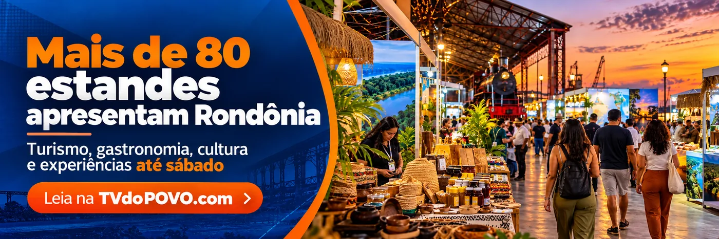 Faixa editorial sobre mais de 80 estandes da ExpoTurismo Rondônia em Porto Velho