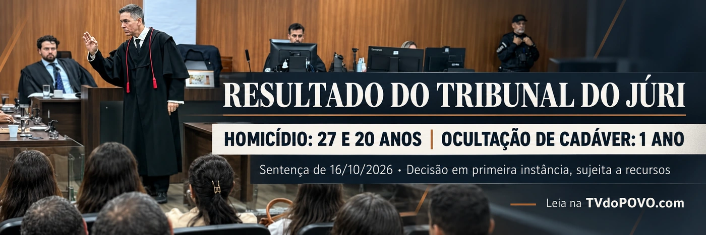 Arte informativa apresenta penas de 27 e 20 anos por homicídio e de um ano por ocultação de cadáver no julgamento em Porto Velho
