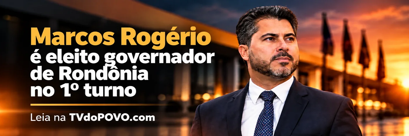 Faixa editorial sobre Marcos Rogério eleito governador de Rondônia no primeiro turno