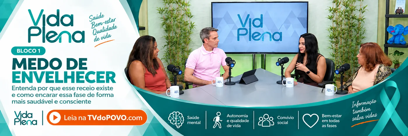 Faixa do bloco 1 do Vida Plena sobre medo de envelhecer e saúde emocional