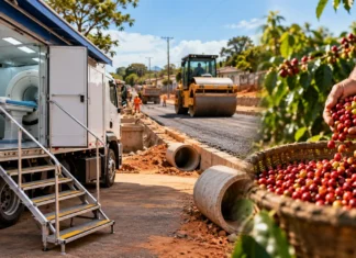 ALERO reúne cinco iniciativas de serviços e melhorias em Rondônia melhorias em Rondônia ilustradas por atendimento de saúde, obras de pavimentação e produção de café.