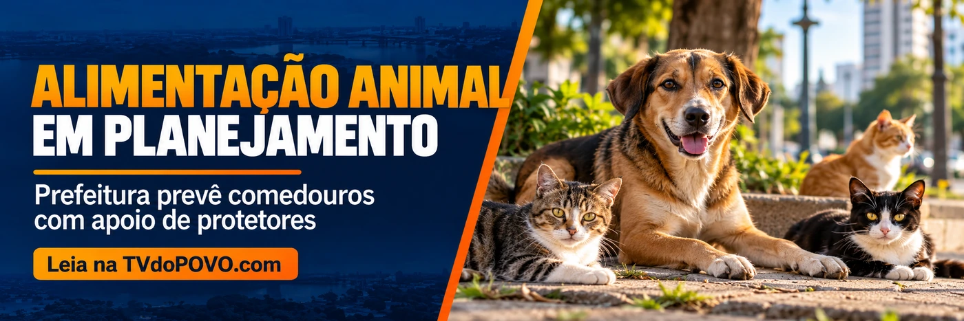 Prefeitura prevê comedouros com apoio de protetores Faixa editorial sobre alimentação animal em planejamento: Prefeitura prevê comedouros com apoio de protetores em Porto Velho.