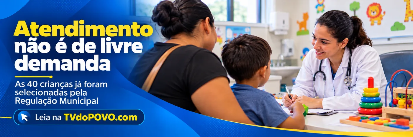 Faixa editorial informa que atendimento de neuropediatria será exclusivo para crianças já reguladas