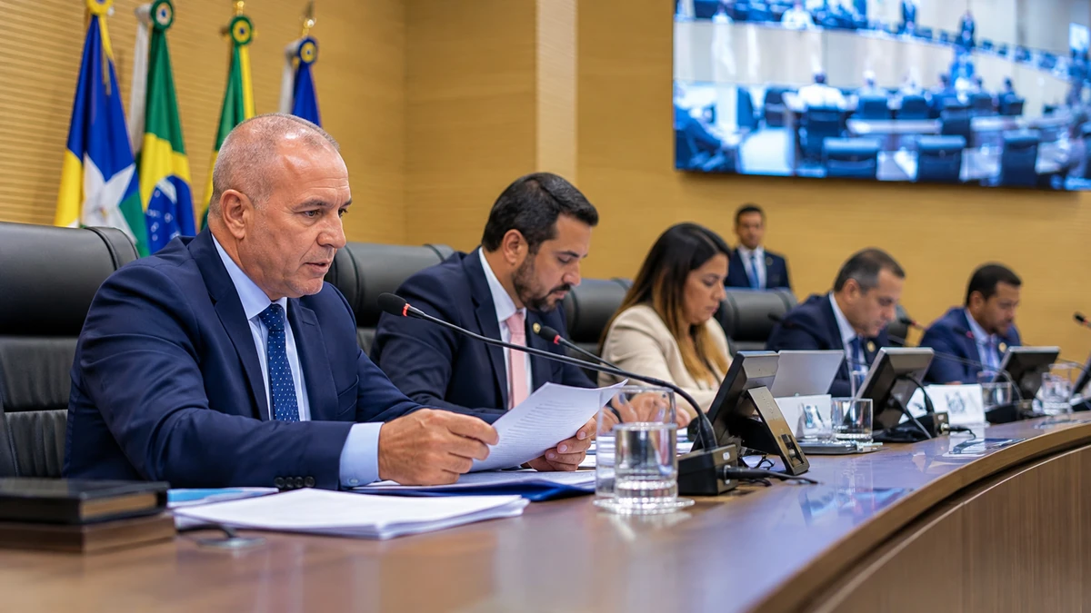 Orçamento de Rondônia para 2027 avança na Comissão de Finanças Orçamento de Rondônia para 2027 em análise na Comissão de Finanças da Assembleia Legislativa estadual, em composição editorial ilustrativa.