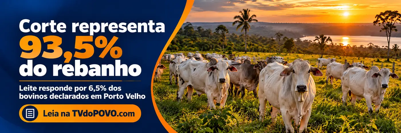 Faixa da TVdoPOVO informa que corte representa 93,5% e leite 6,5% do rebanho declarado em Porto Velho.