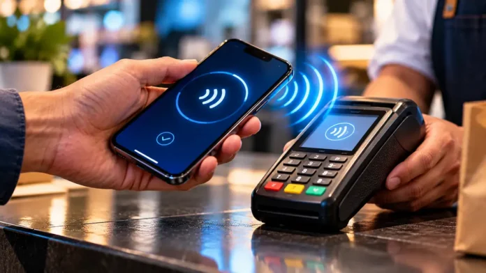 Pix por aproximação passa a seguir limite disponível na conta Celular próximo a terminal de pagamento representa uso do Pix por aproximação