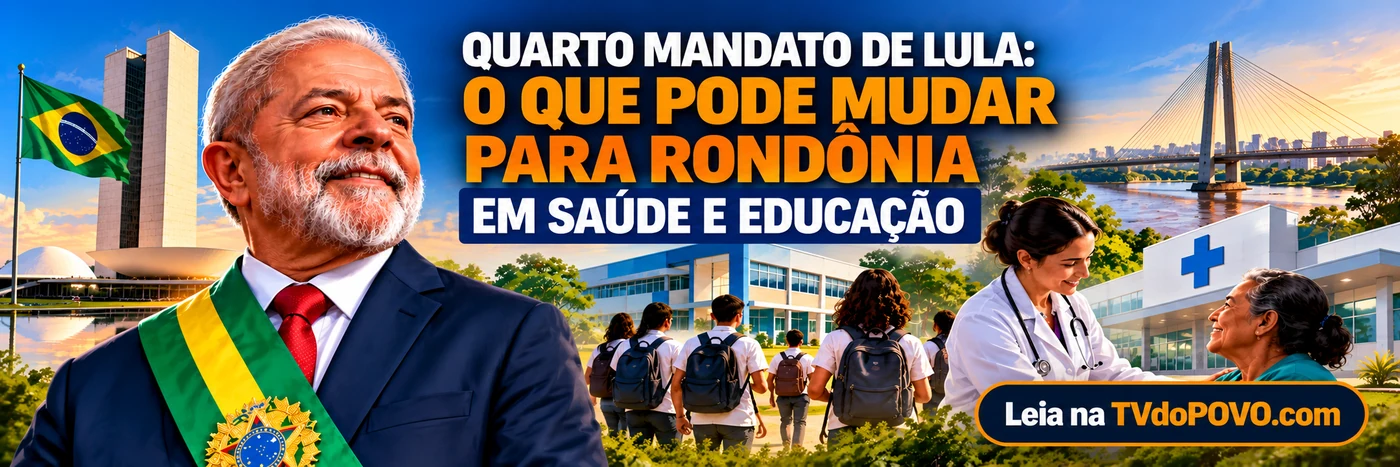 Faixa ilustrativa sobre o quarto mandato de Lula e perspectivas para saúde e educação em Rondônia