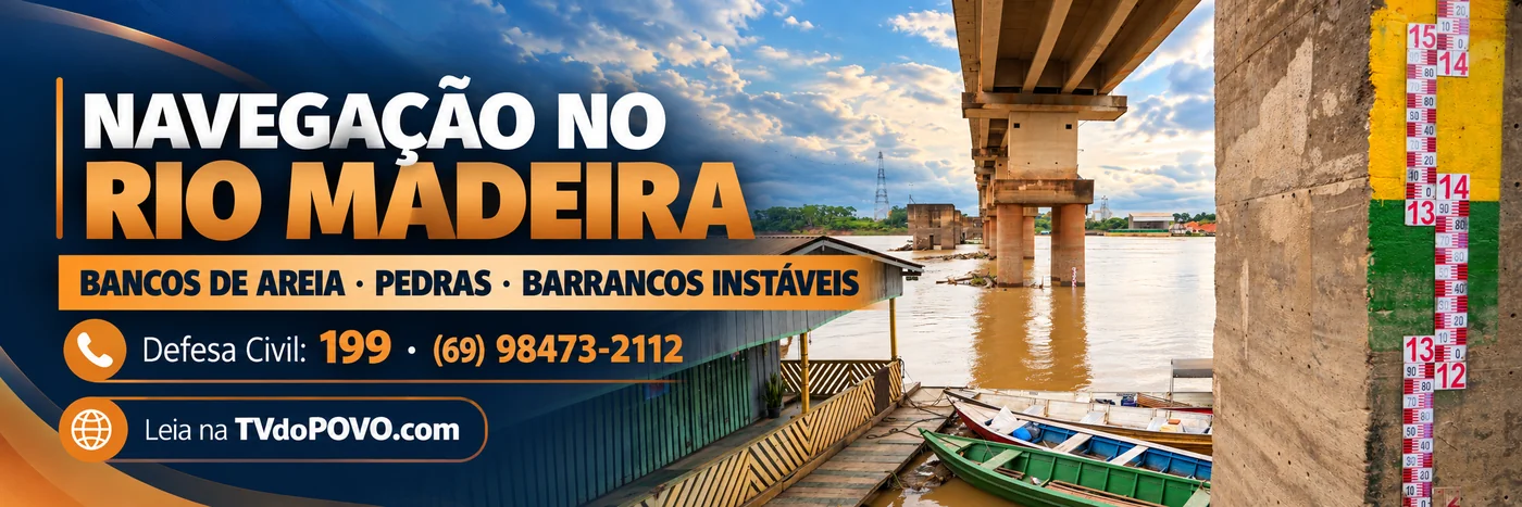 Arte informativa sobre navegação no Rio Madeira, destacando bancos de areia, pedras e barrancos instáveis