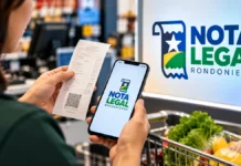 Nota Legal Rondoniense sorteia R$ 160 mil em 29 de outubro; veja como concorrer Sorteio Nota Legal ilustrado por consumidora com nota fiscal e celular em um supermercado de Rondônia