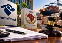 Receita e PGFN abrem negociação para multas aduaneiras específicas Composição editorial sobre Receita Federal, PGFN, fiscalização aduaneira e negociação de multas