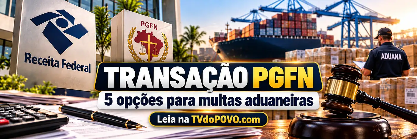 Faixa editorial sobre Transação PGFN e cinco opções de negociação para multas aduaneiras