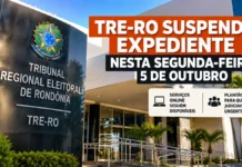 TRE-RO suspende expediente nesta segunda-feira, 5 de outubro; serviços online seguem disponíveis TRE-RO suspende expediente nesta segunda-feira, 5 de outubro