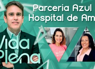 Vida Plena mostra parceria Azul e Hospital de Amor no apoio a pacientes Parceria Azul e Hospital de Amor em imagem do Vida Plena com apresentador e convidadas do episódio de outubro