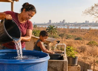 Porto Velho lança campanha contra estiagem e queimadas estiagem em Porto Velho ilustrada por medidas de economia de água e prevenção de queimadas