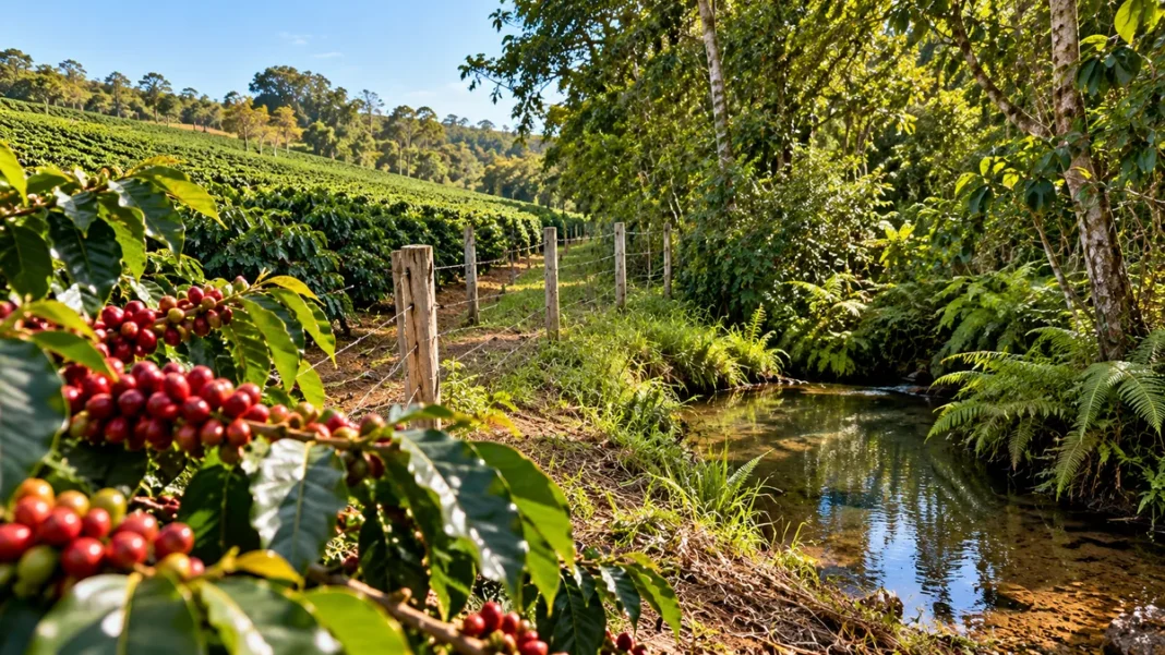 Regeneração natural protege área de nascente em Cacoal regeneração natural em Cacoal ilustrada por cafezal, vegetação nativa e nascente em área cercada