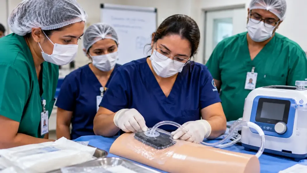 Hospital de Base capacita enfermeiros para curativo a vácuo