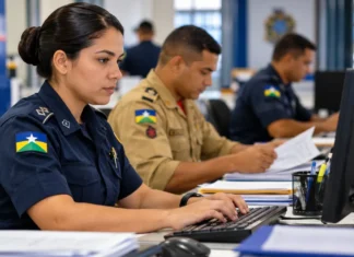 Seleção PVSA em Rondônia abre 332 vagas na PM e nos Bombeiros Servidora em atividade administrativa em repartição pública, representando a seleção PVSA com vagas de apoio administrativo na PM e no Corpo de Bombeiros de Rondônia.